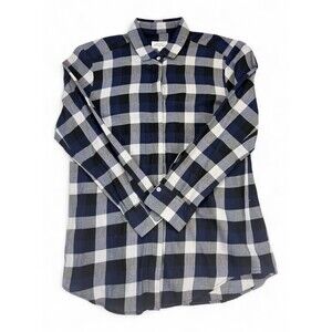 Hartford Men's Navy Black Plaid Button-Down Shirt S